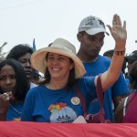 Mariela Castro, directora del Centro Nacional de Educación Sexual, encabezó la primera línea de la marcha.